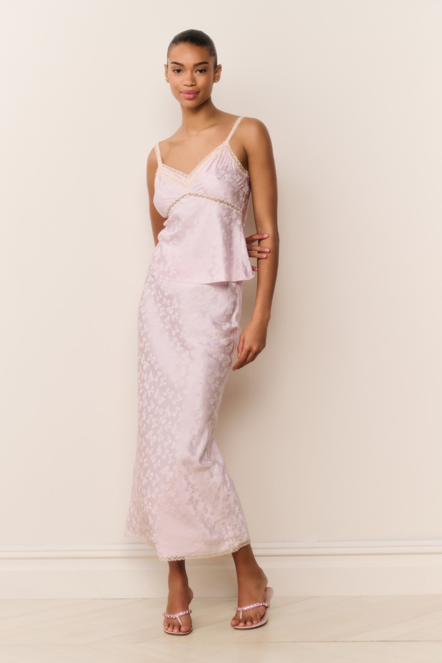Kalo Silk-Blend Bow Jacquard Maxi Skirt