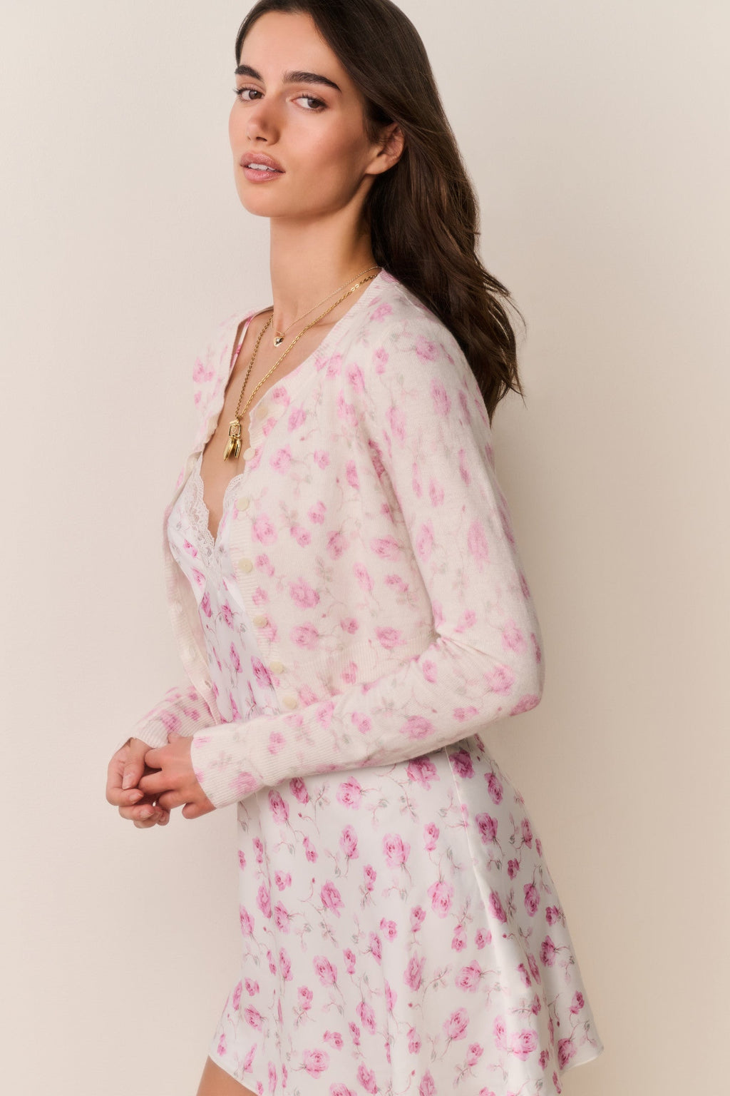 Adeanne Heirloom Print Cotton Cardigan - STERLING DUSK