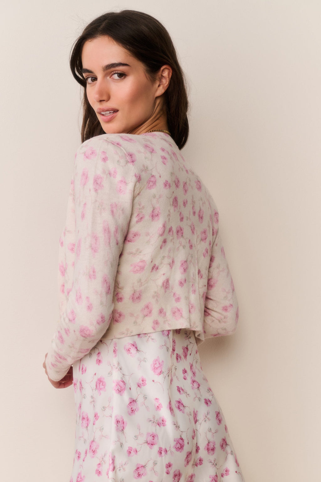 Adeanne Heirloom Print Cotton Cardigan - STERLING DUSK