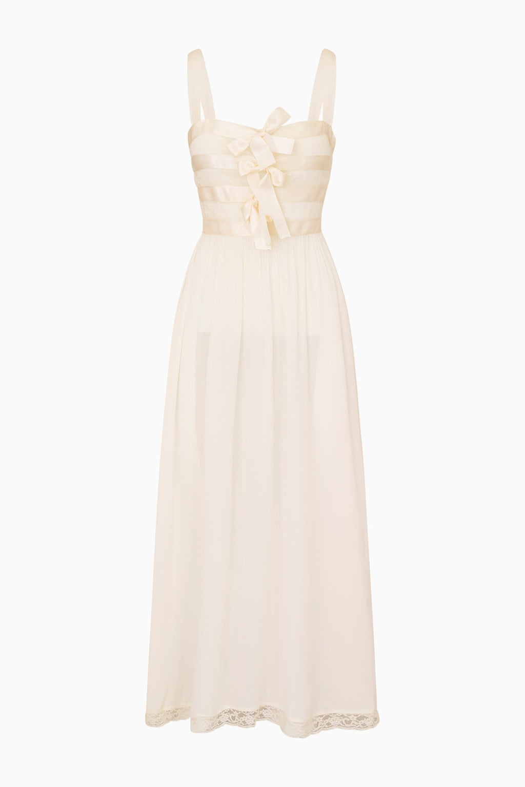 Lovelace Banded Bow Sheer Maxi Dress