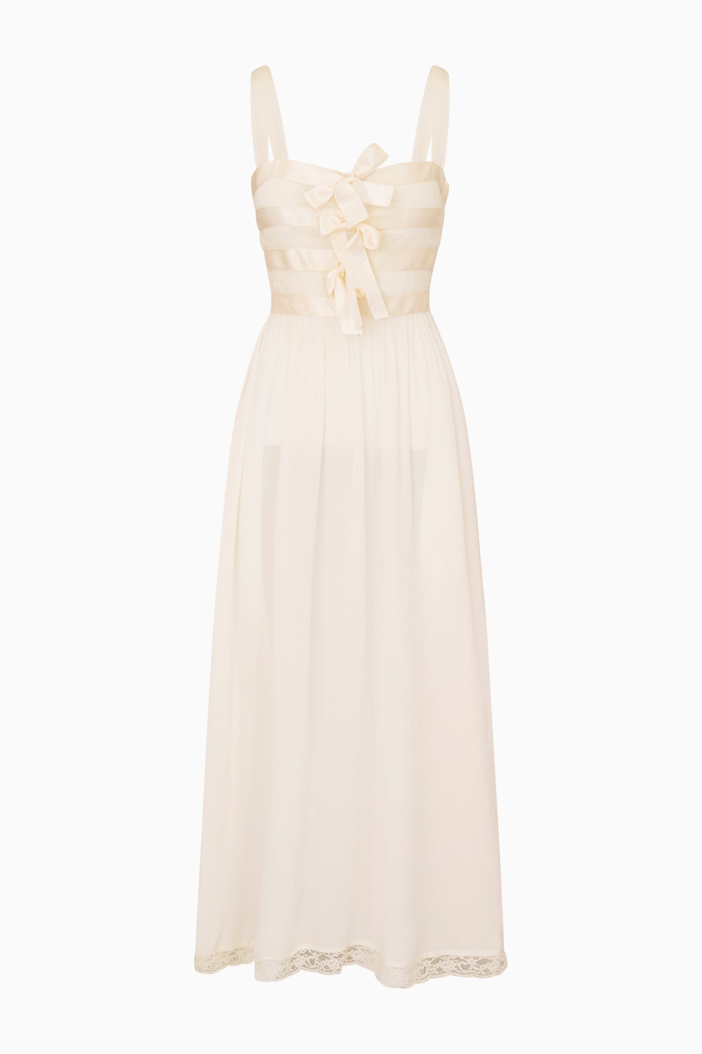 Lovelace Banded Bow Sheer Maxi Dress