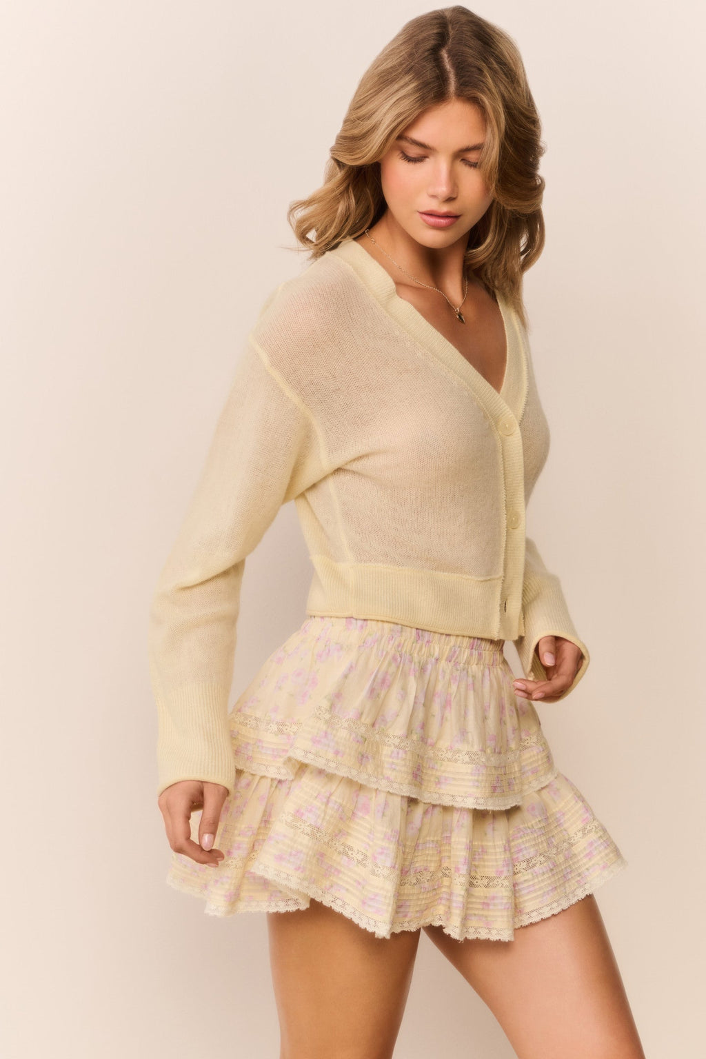 Blooming Floral Ruffle Mini Skirt