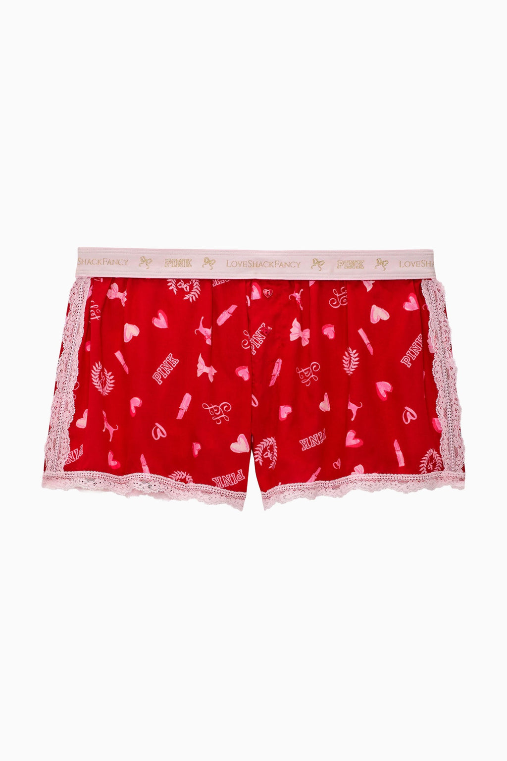 PINK x LoveShackFancy Boxy Shorts - LIPSTICK BISOUS