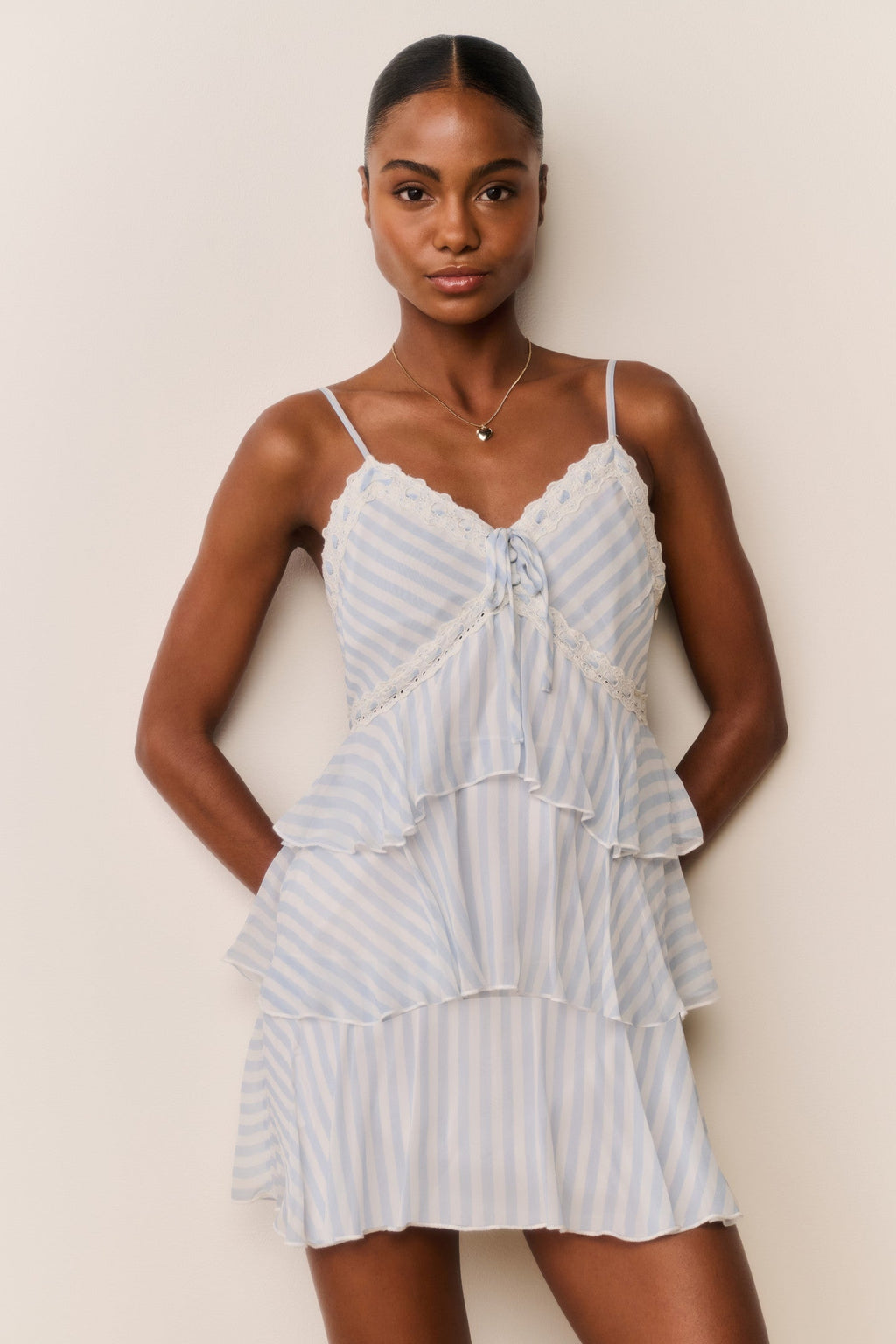 Marlia Striped Chiffon Mini Dress