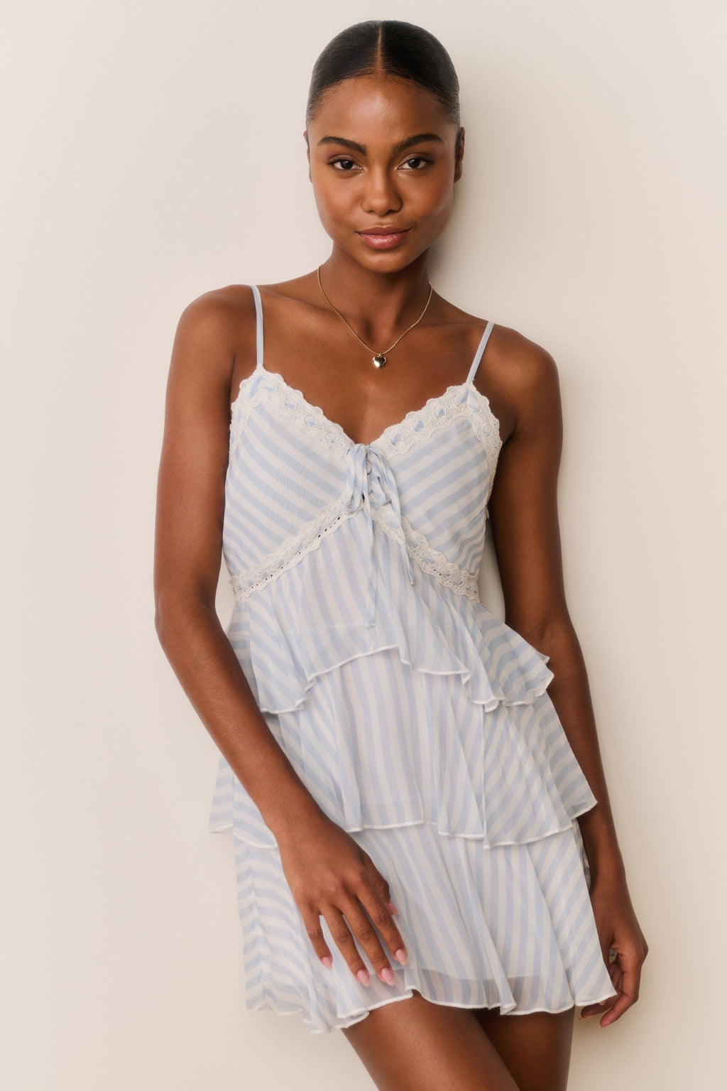 Marlia Striped Chiffon Mini Dress