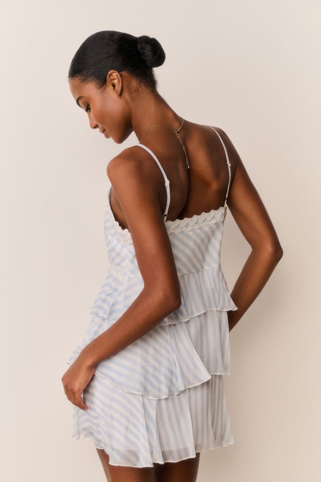 Marlia Striped Chiffon Mini Dress