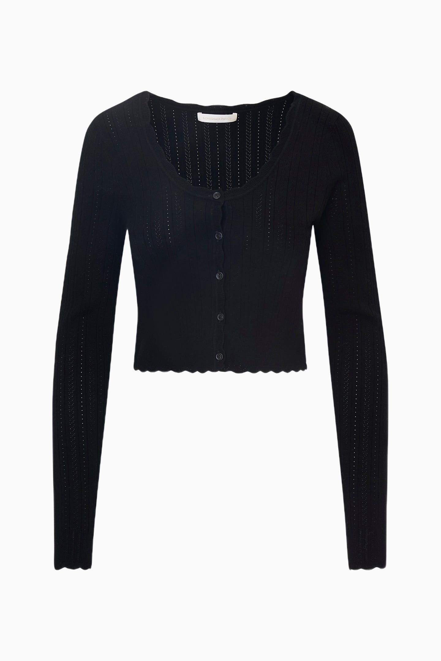 Martti Stretch Pointelle Cardigan - BLACK