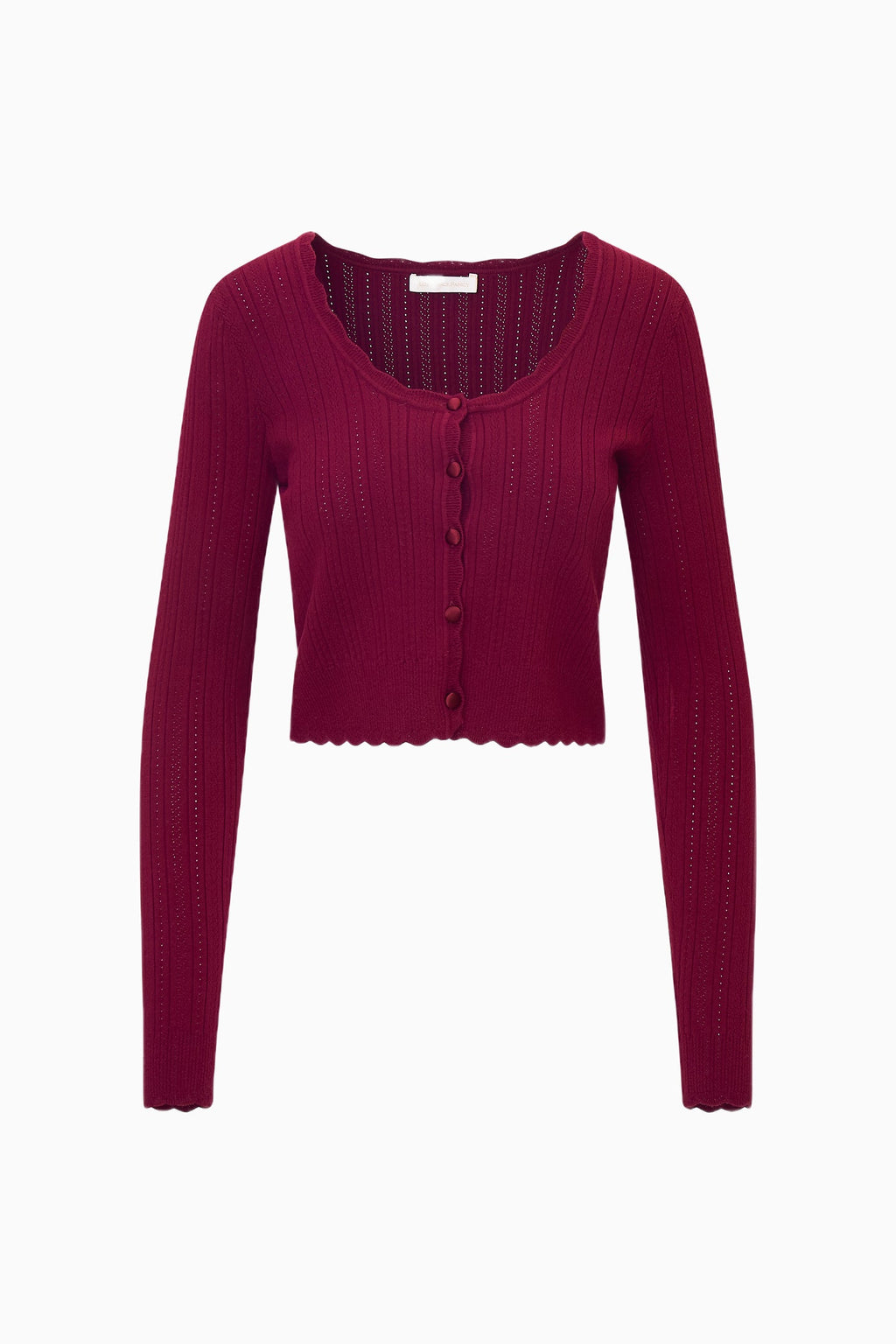 Martti Stretch Pointelle Cardigan - SPICED BERRY