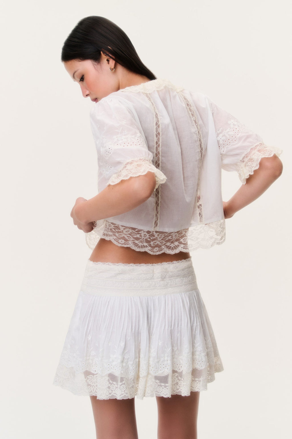 Levant Cotton Lace-Trimmed Mini Skirt