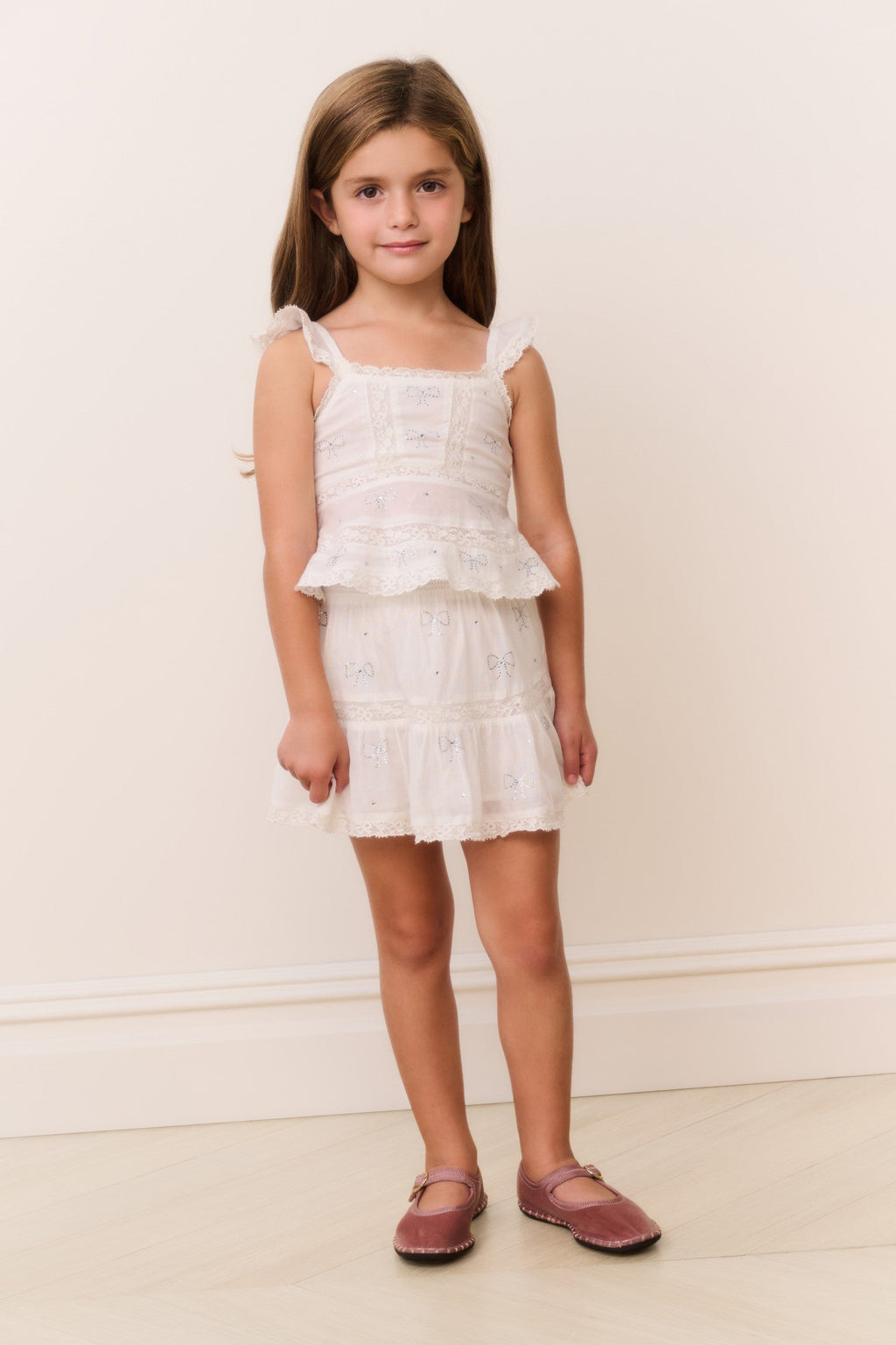 Little Girls Silano Crystal Bow Cotton Skirt