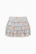Moralina Cotton Peony Print Mini Skirt