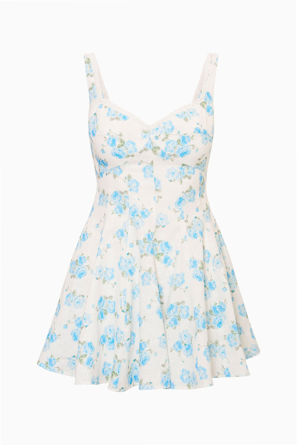 Nabi Linen Floral Mini Dress - BLUE MARINA