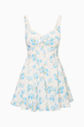 Nabi Linen Floral Mini Dress - BLUE MARINA