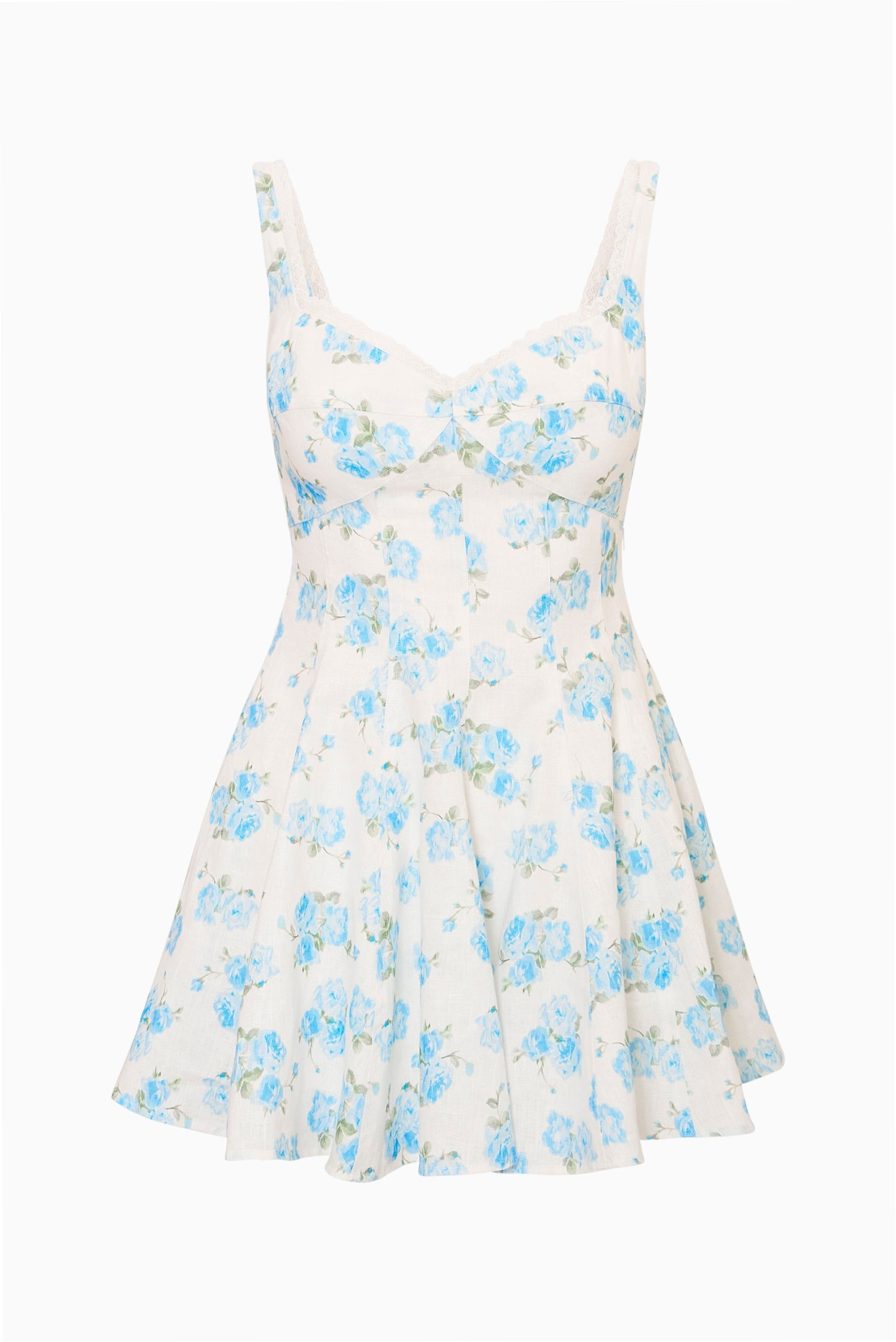 Nabi Linen Floral Mini Dress - BLUE MARINA