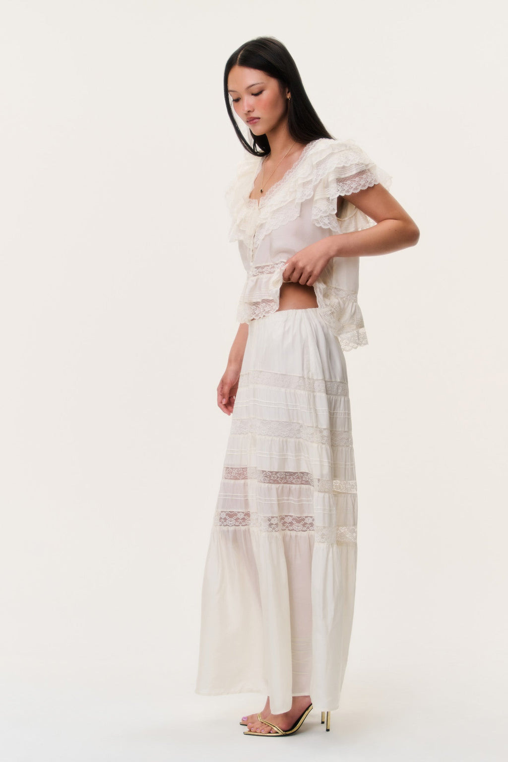 Nivine Silk Lace Maxi Skirt