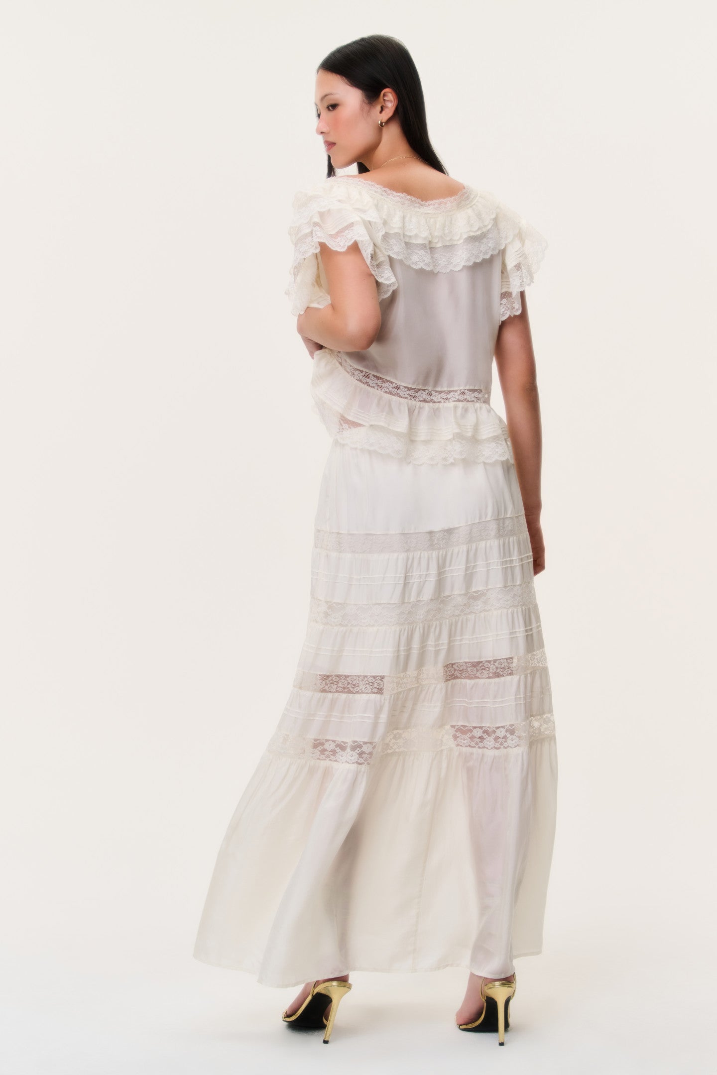 Nivine Silk Lace Maxi Skirt