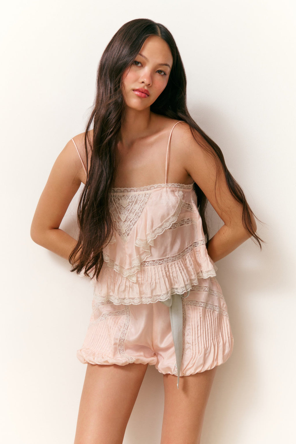 Ondeline Silk Lace Ruffle Cami