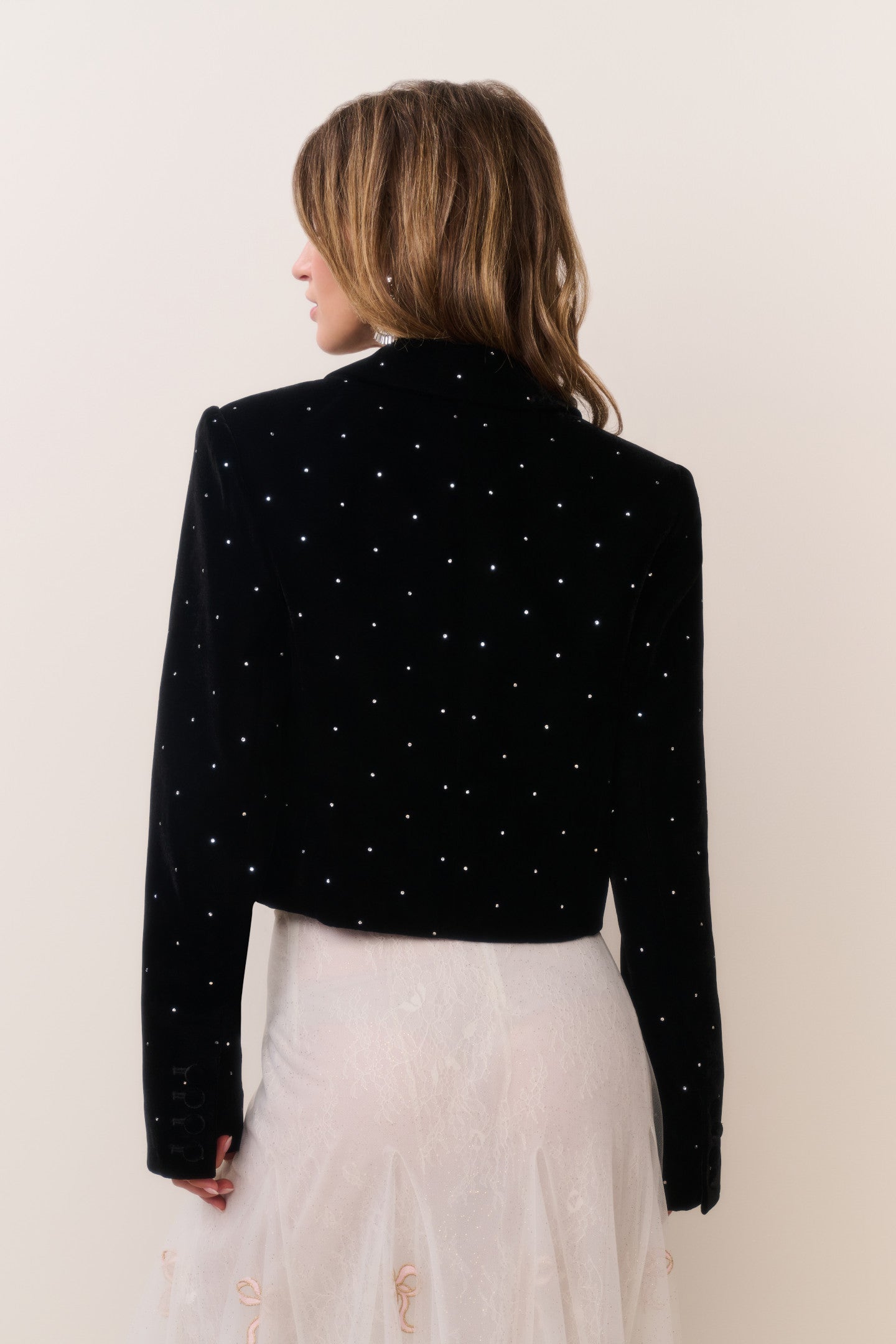 Orlisa Cropped Velvet Blazer