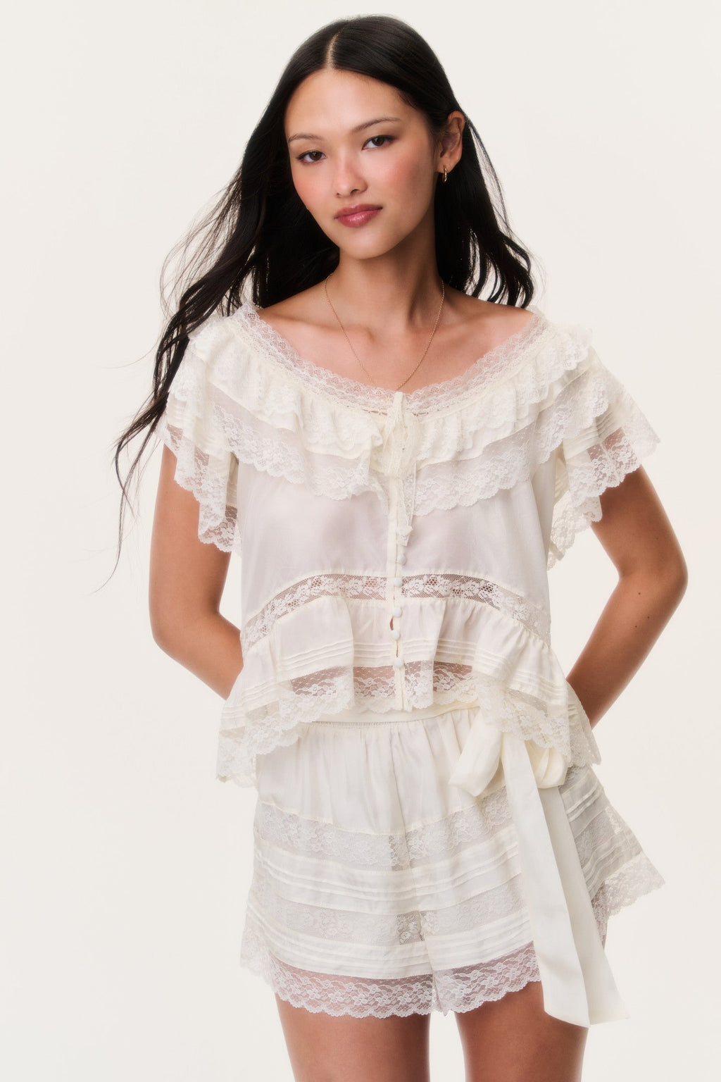 Persine Silk Ruffle Top