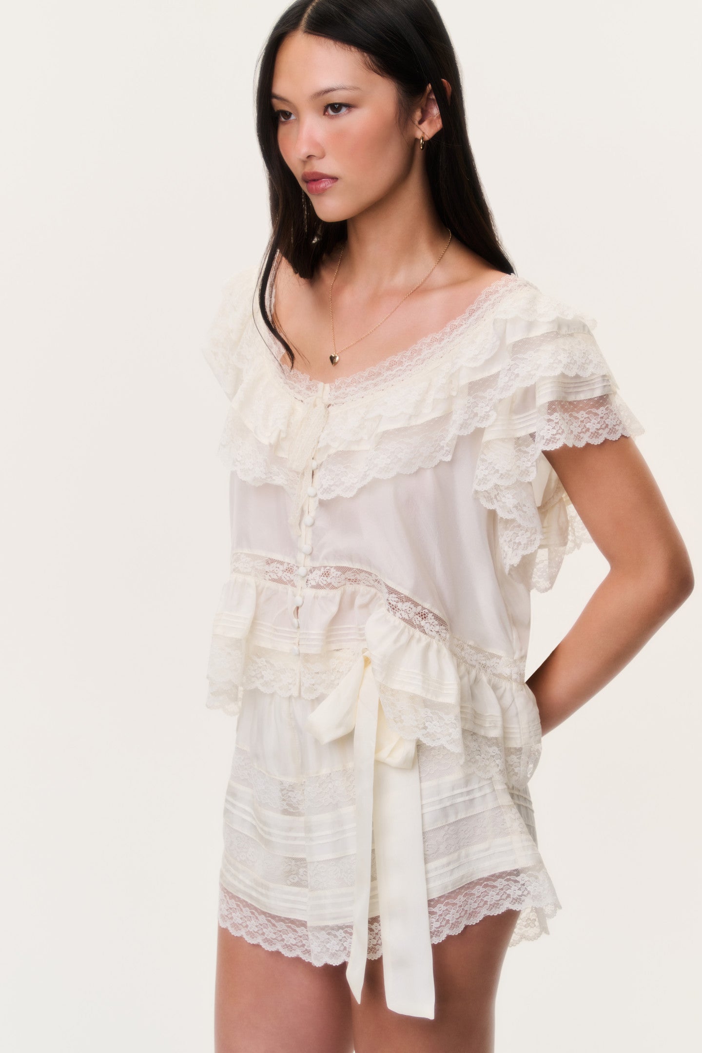 Emanuela Silk Lace Shorts