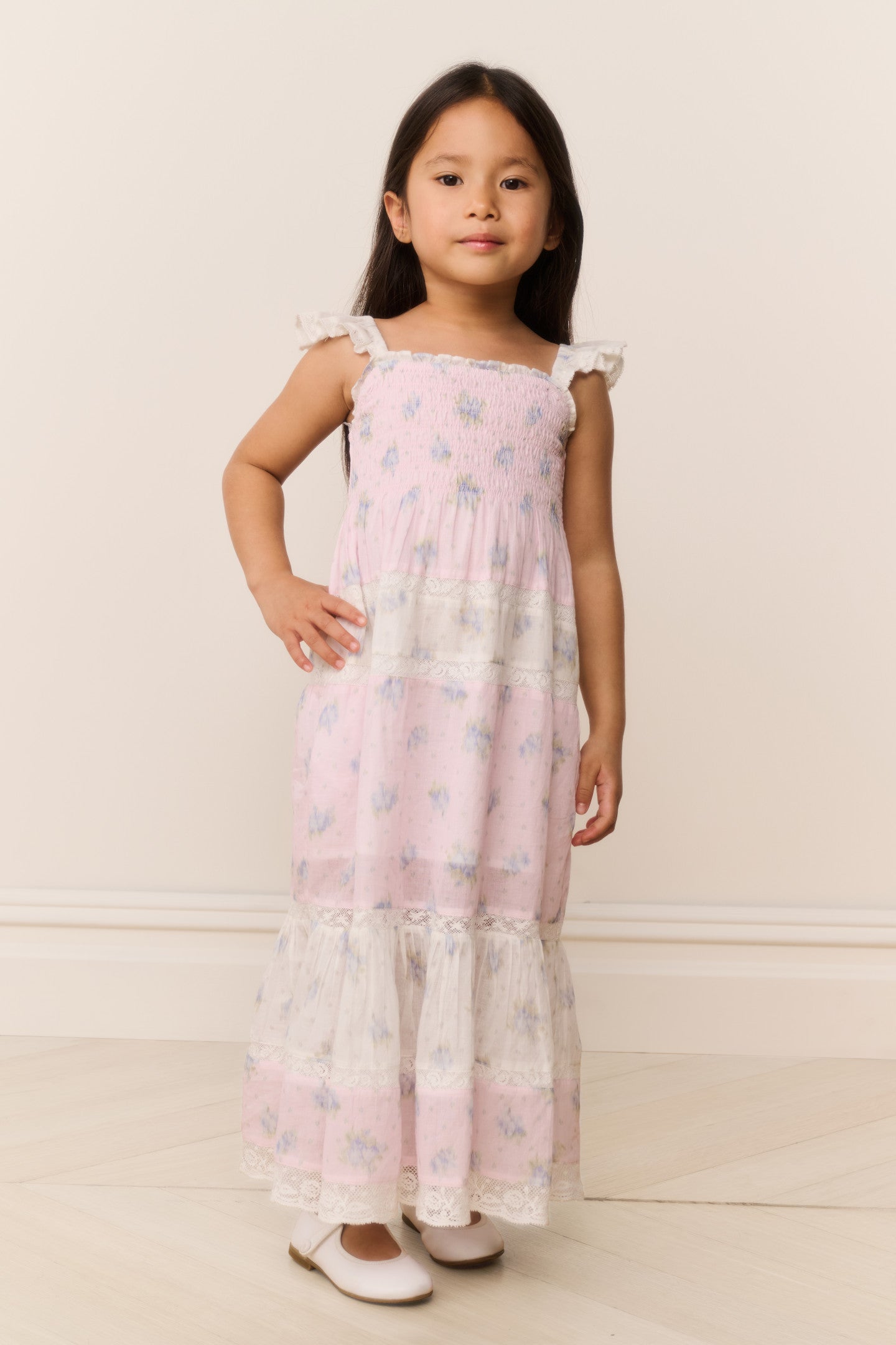 Little Girls Rhiannon Mixed Print Maxi Dress