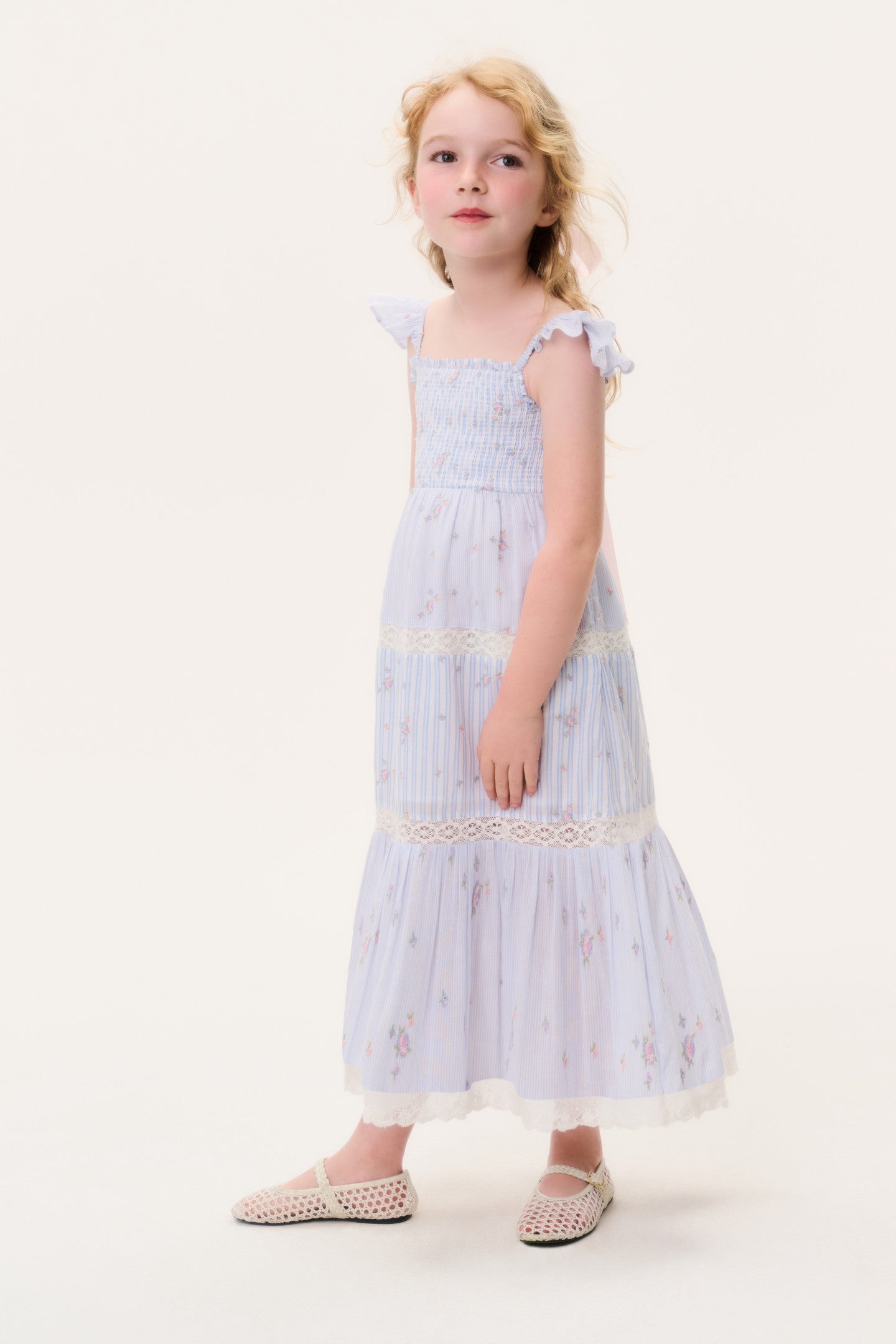 Little Girls Rhiannon Stripe Floral Dress