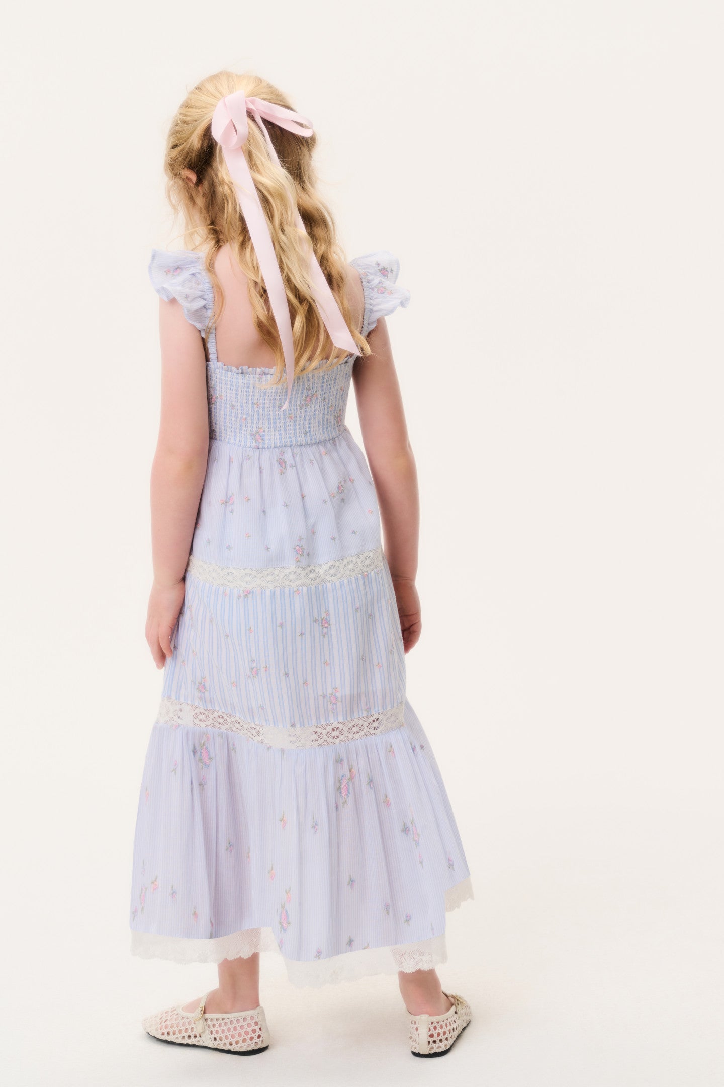 Little Girls Rhiannon Stripe Floral Dress