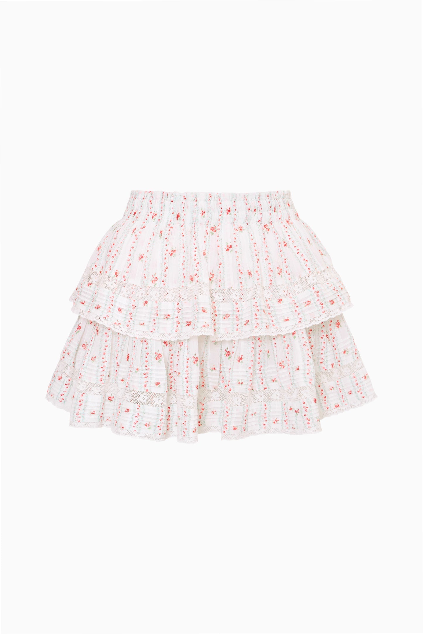 Cherry Stripe Ruffle Mini Skirt