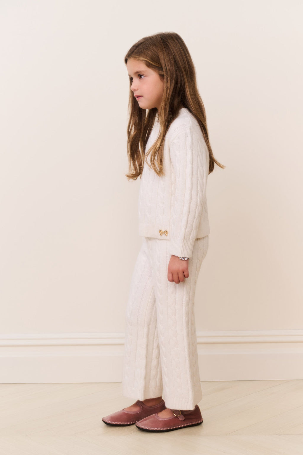 Little Girls Shalley Cable Knit Pants