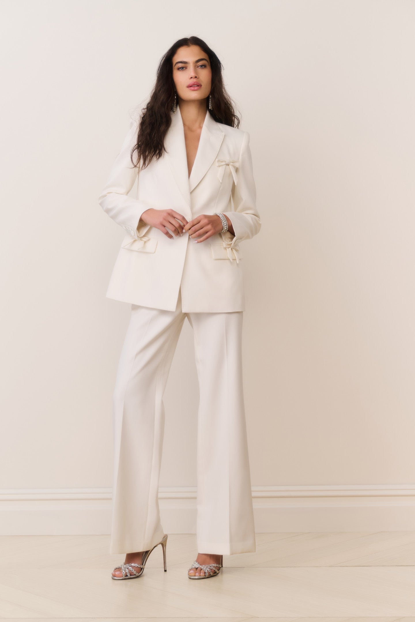 Shayne Wool-Blend Bow-Embellished Blazer - CREAM