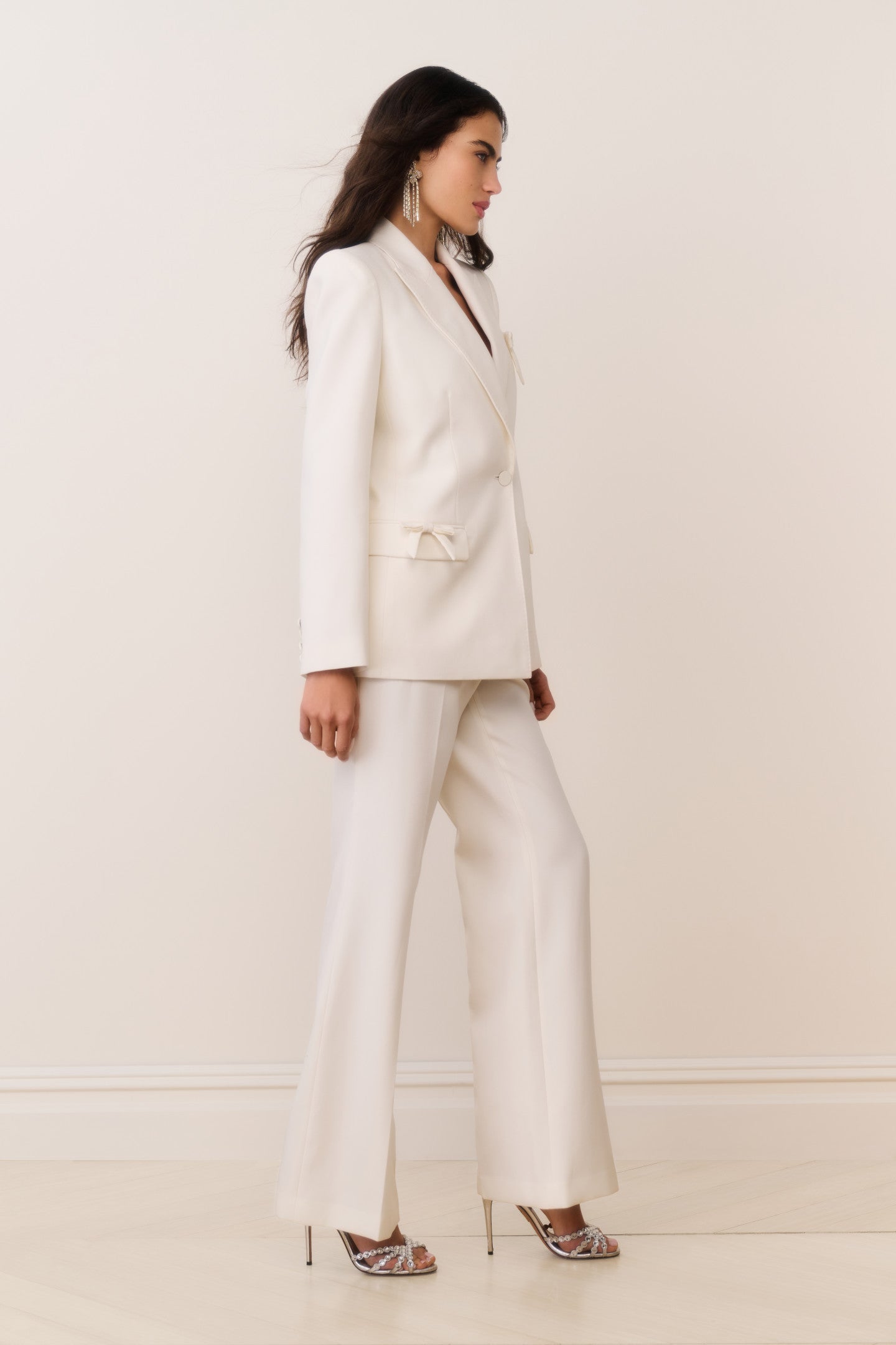 Shayne Wool-Blend Bow-Embellished Blazer - CREAM