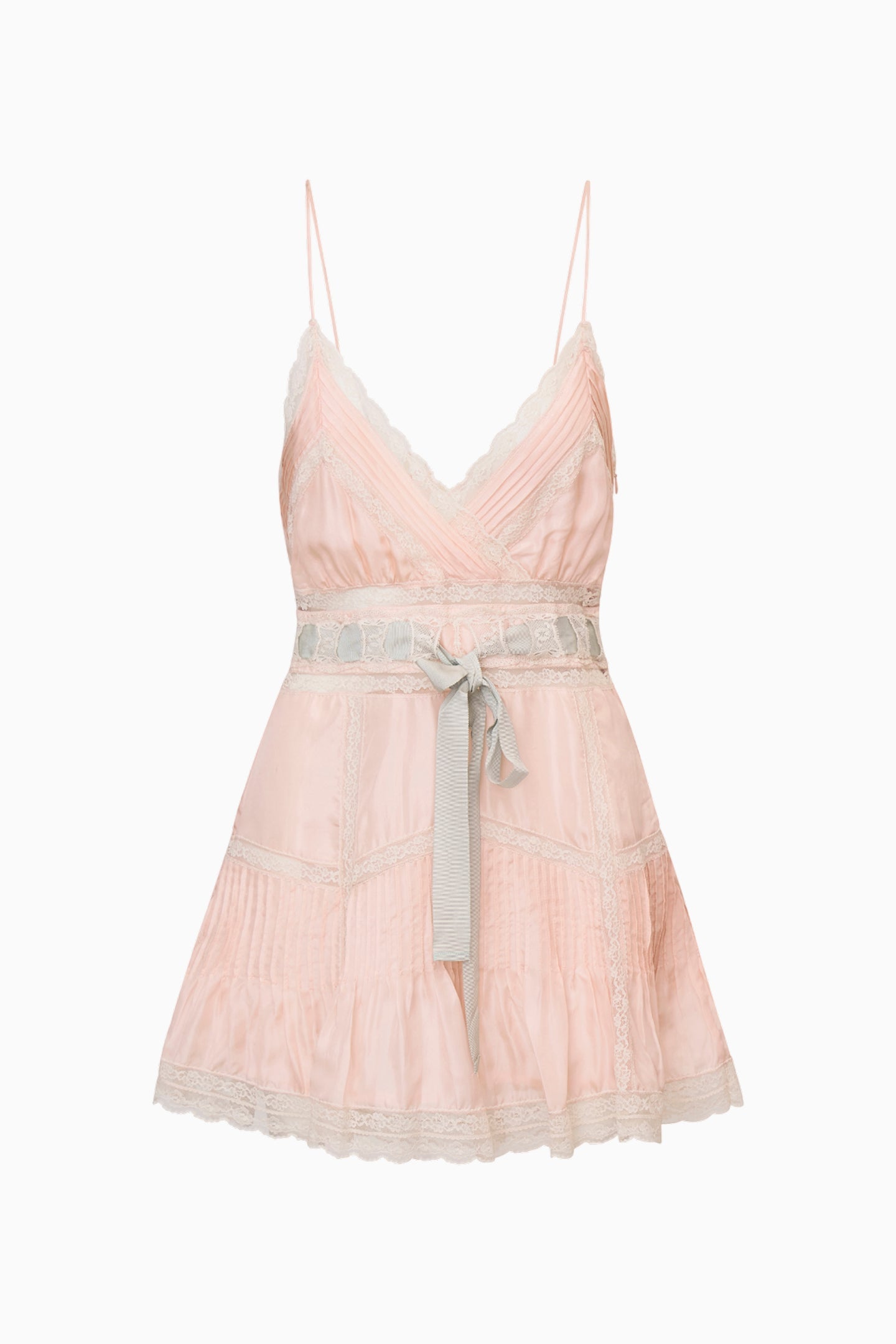 Sibelle Silk Ribbon Mini Dress - FRENCH ROSE
