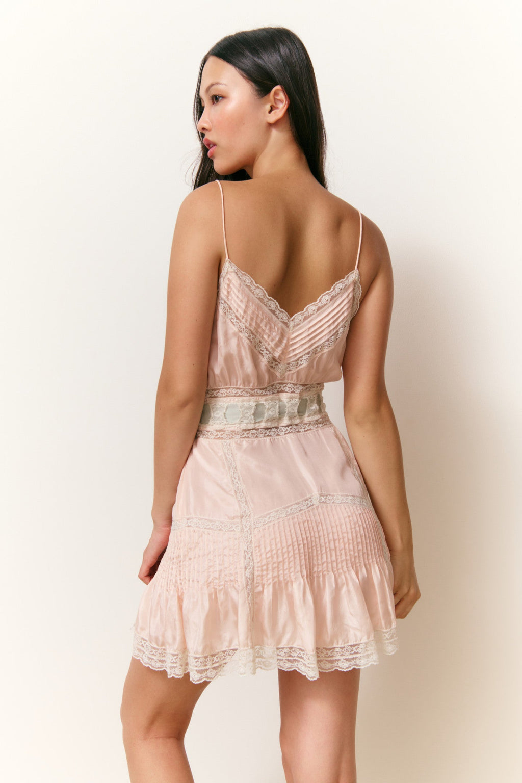 Sibelle Silk Ribbon Mini Dress - FRENCH ROSE