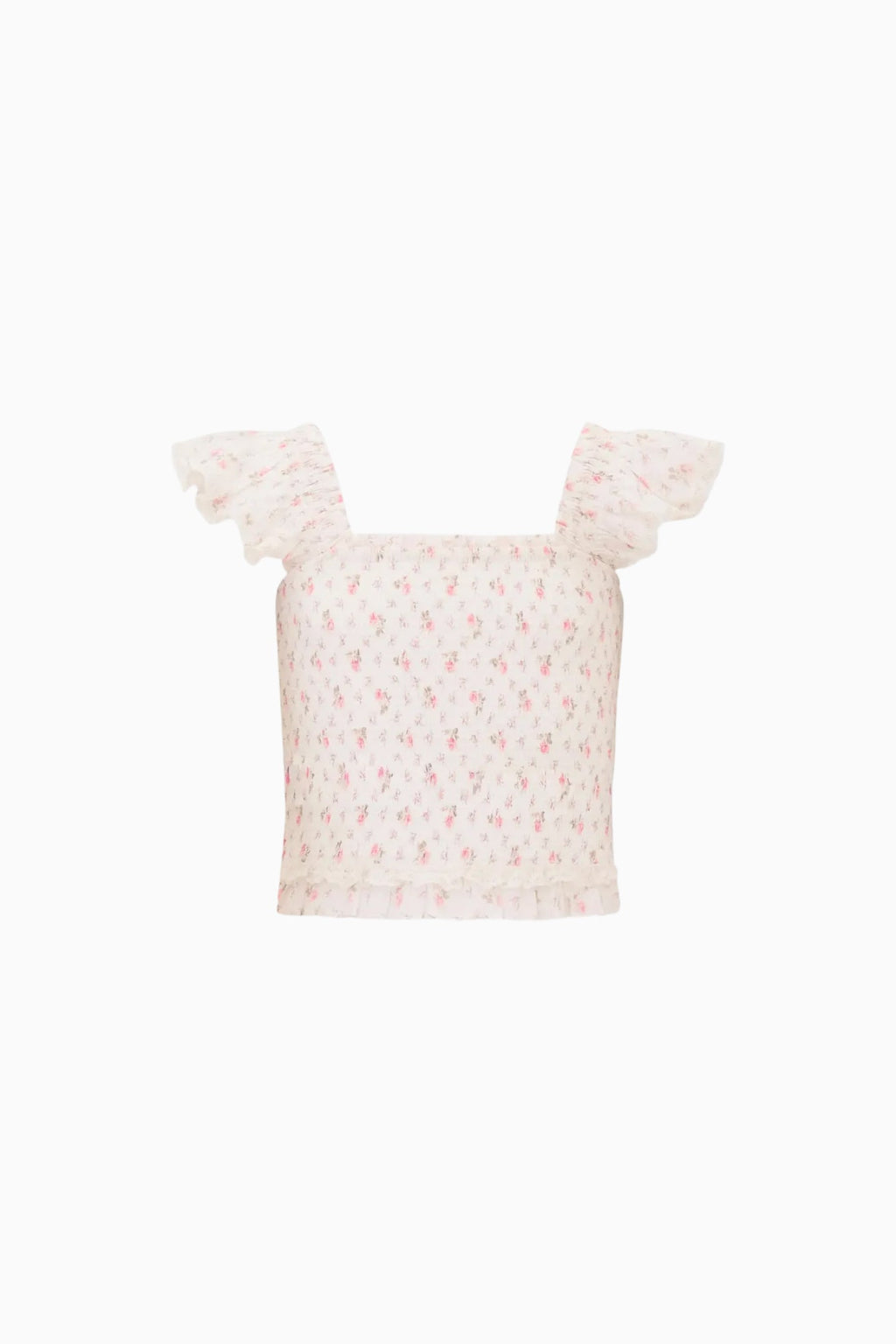 Tween Jeanna Floral Cotton Top - SUNWASHED IVORY