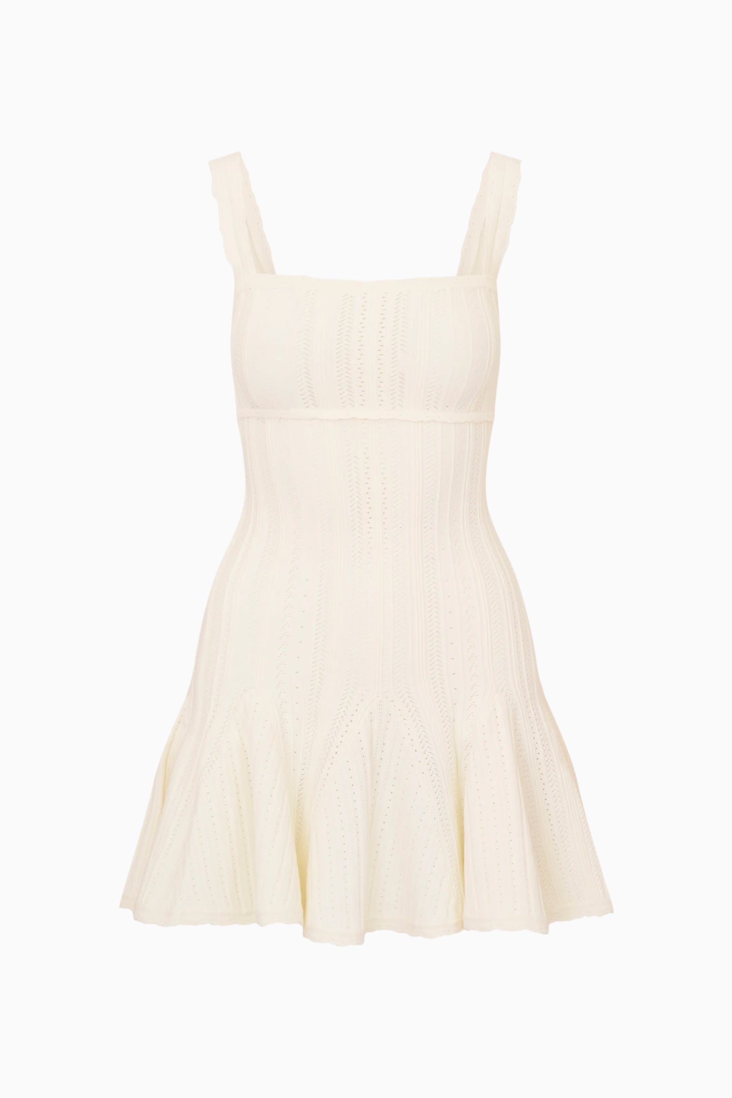 Tabatha Stretch Pointelle Mini Dress - WHITE TEA