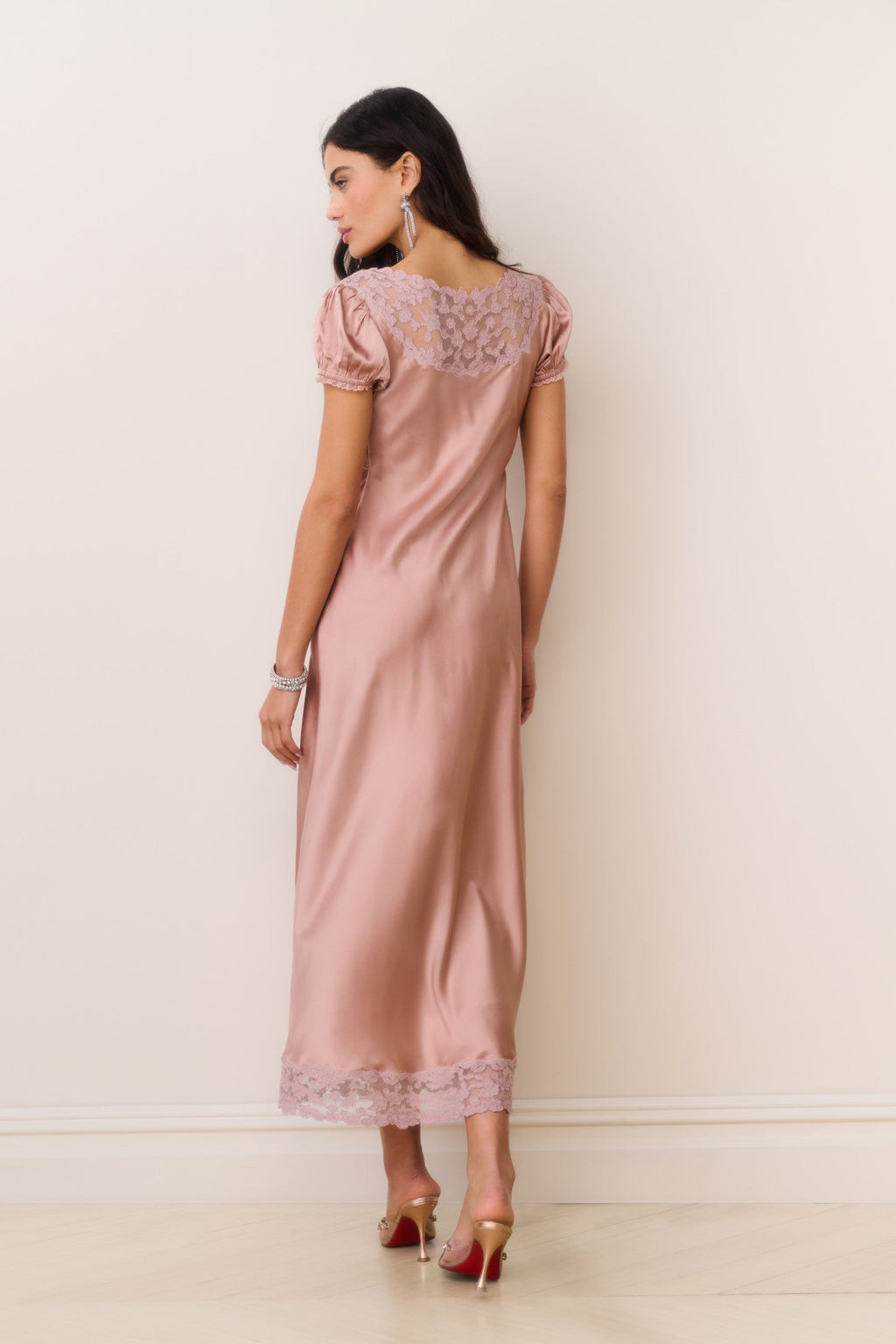 Taylis Satin Lace Maxi Dress - PINK NUDE
