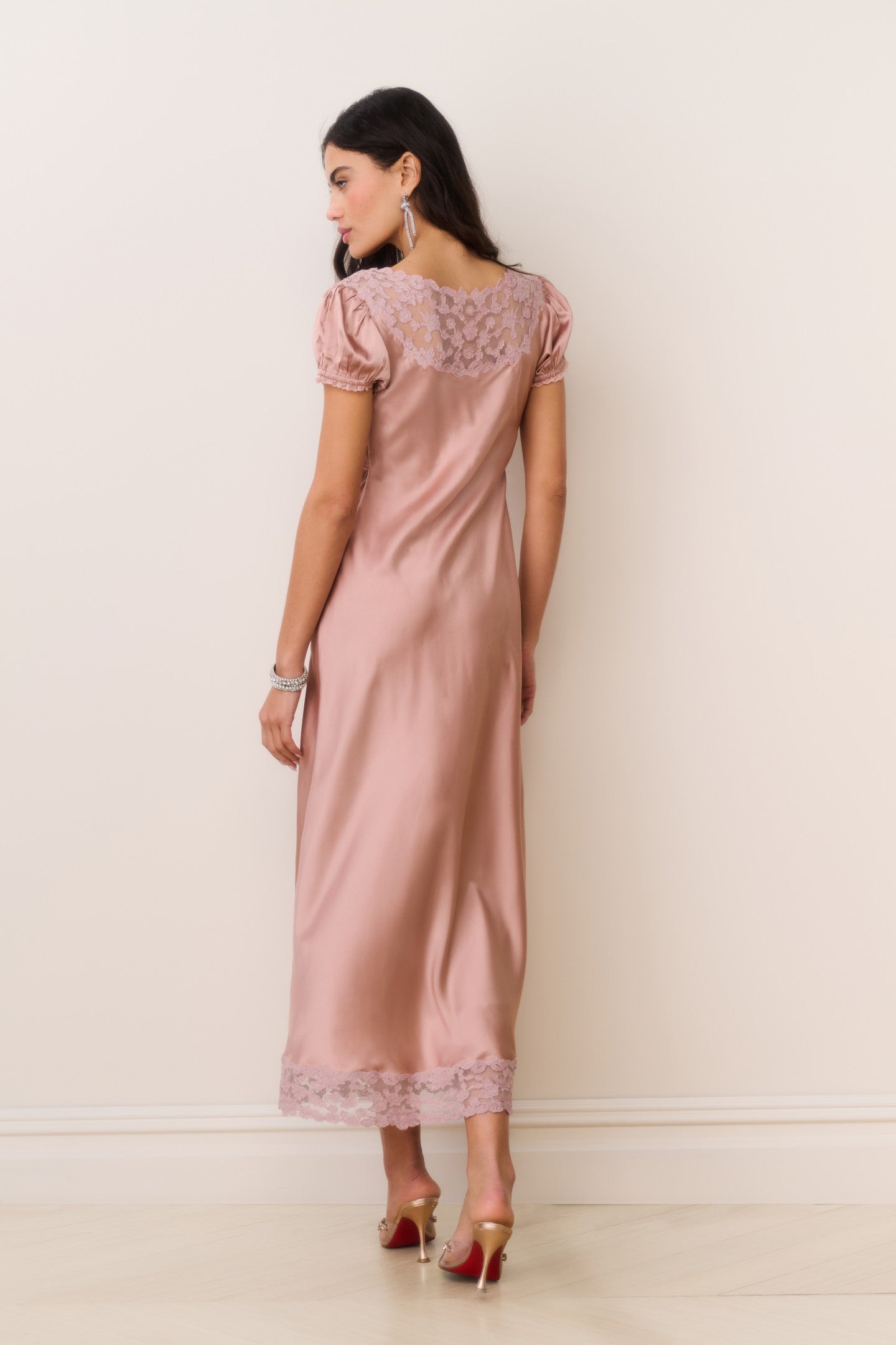 Taylis Satin Lace Maxi Dress - PINK NUDE