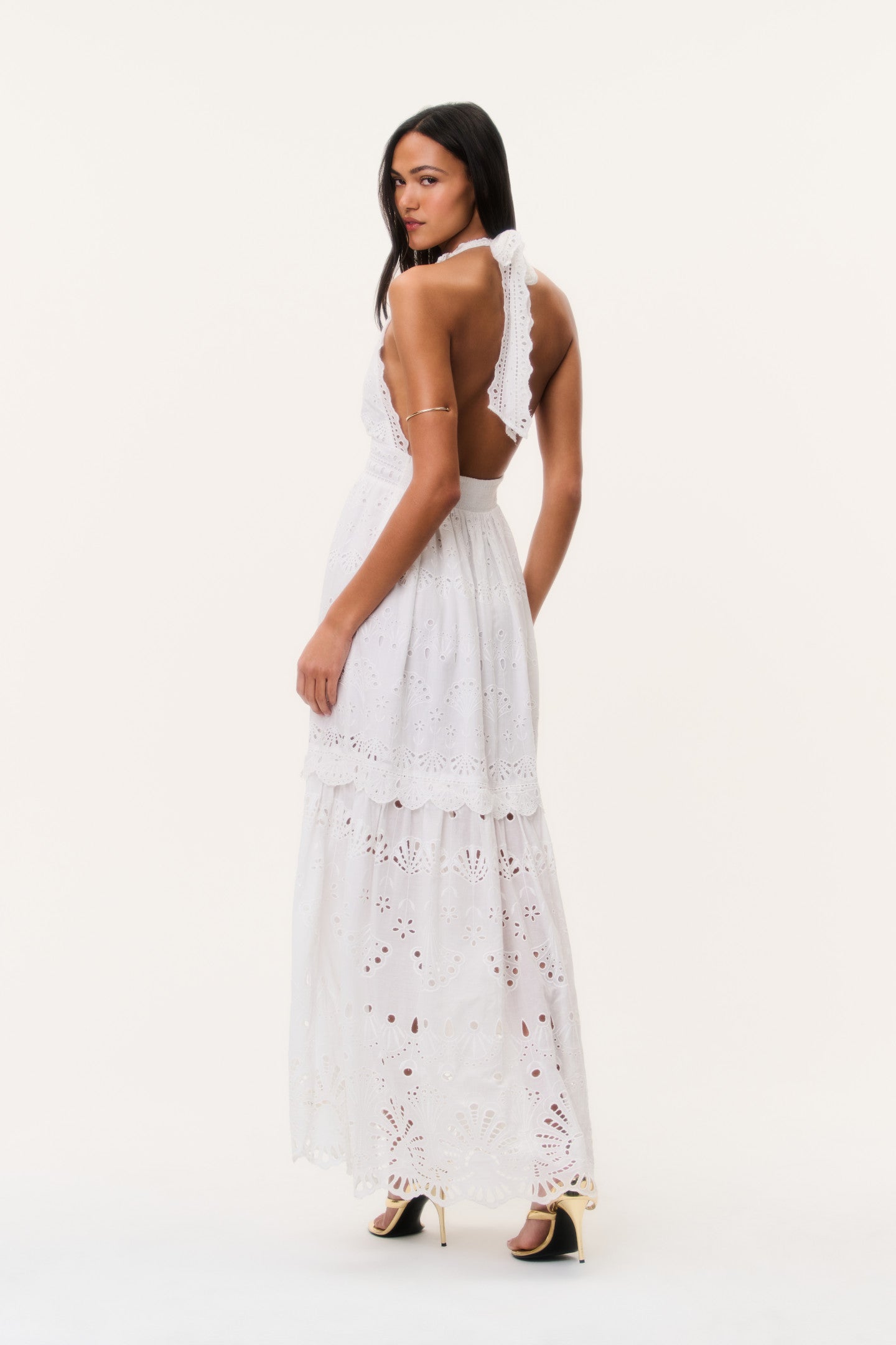 Trix Eyelet Halter Maxi Dress