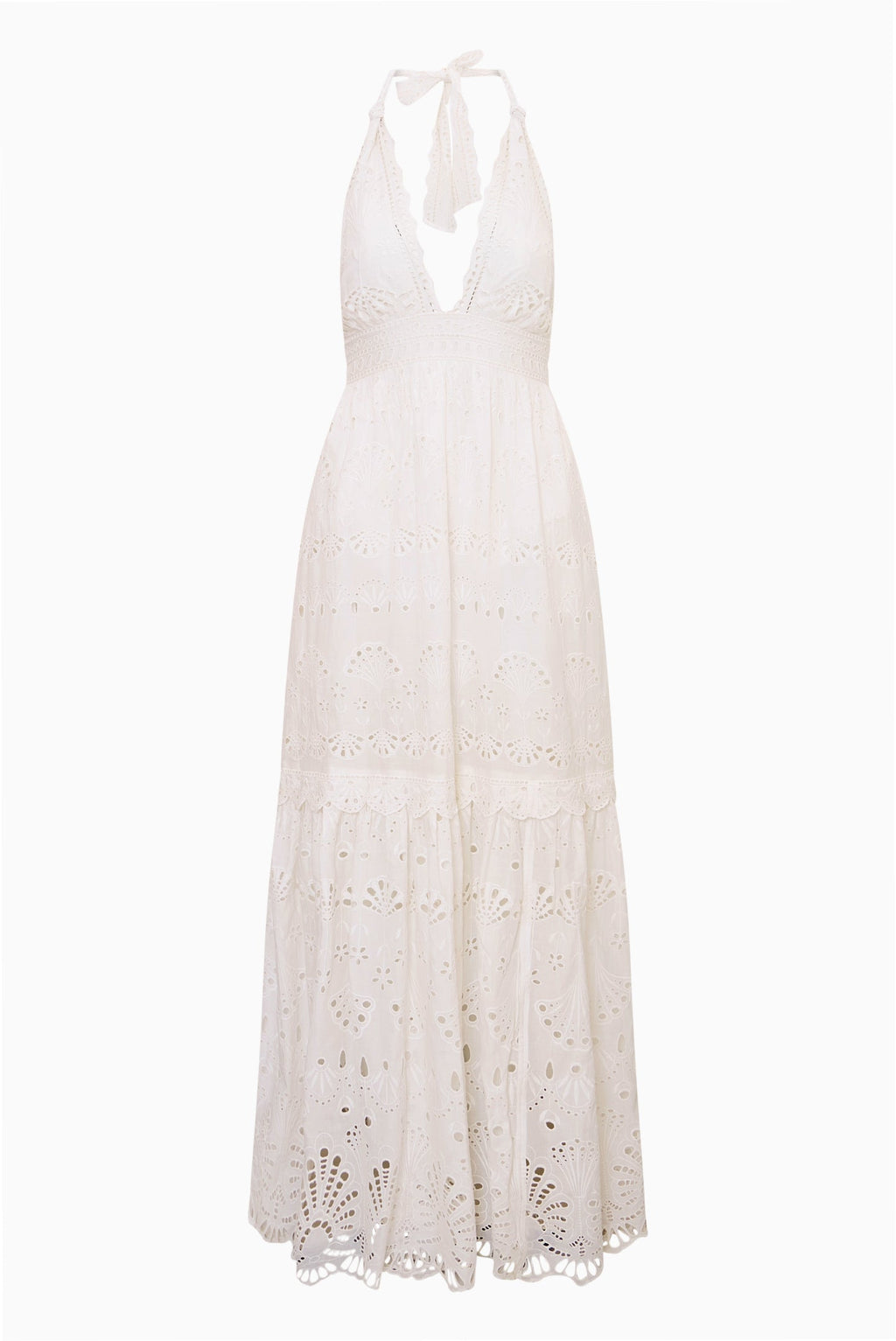 Trix Eyelet Halter Maxi Dress