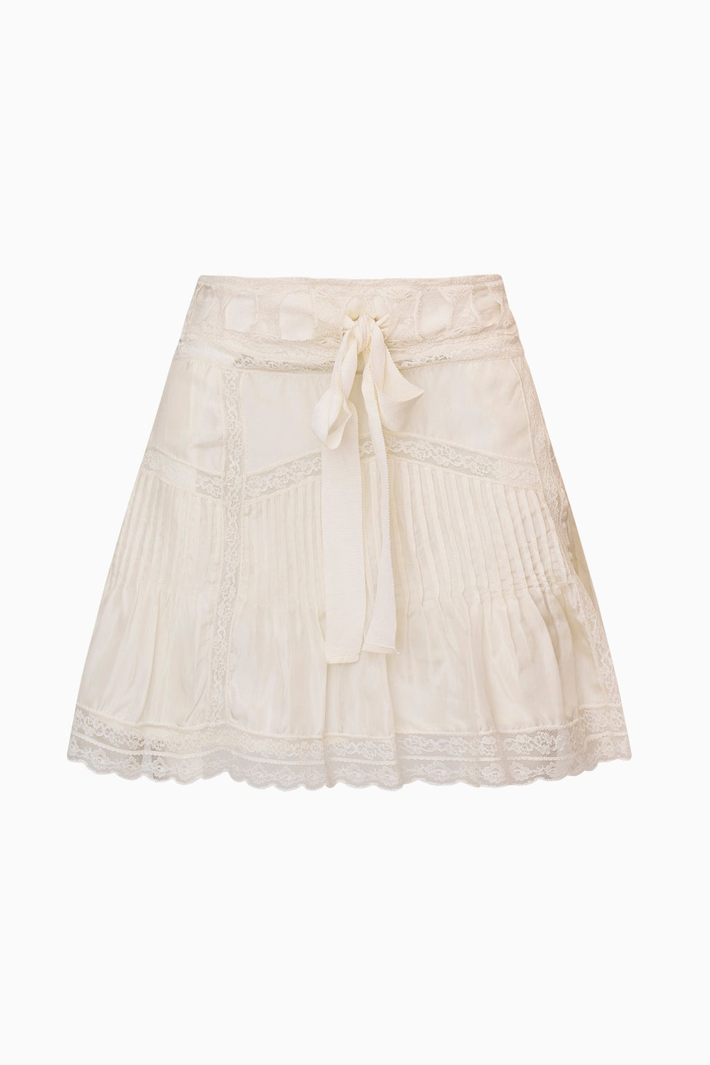 Willia Silk Lace-Detailed Mini Skirt - IVORY