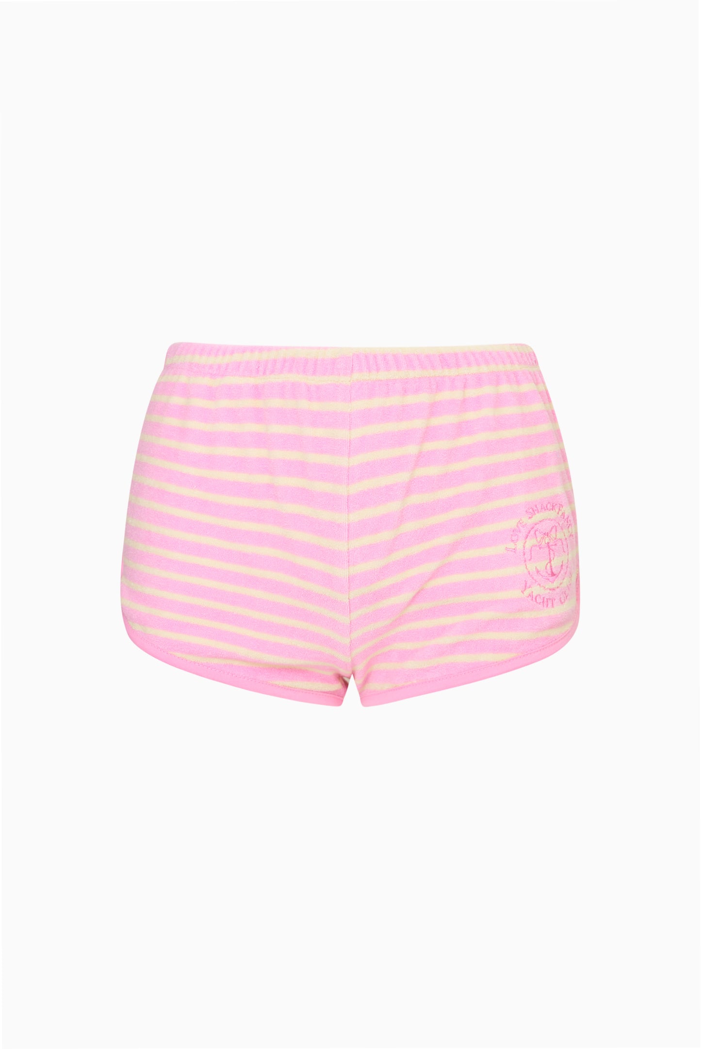 Veluna Terry Stripe Mini Shorts
