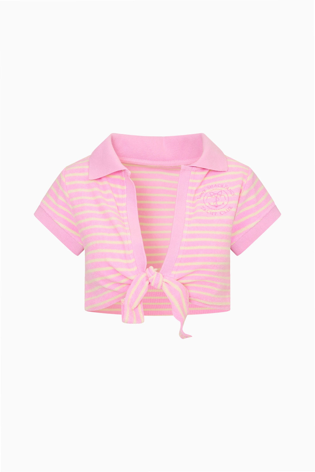 Waverlynn Cropped Terry Stripe Polo