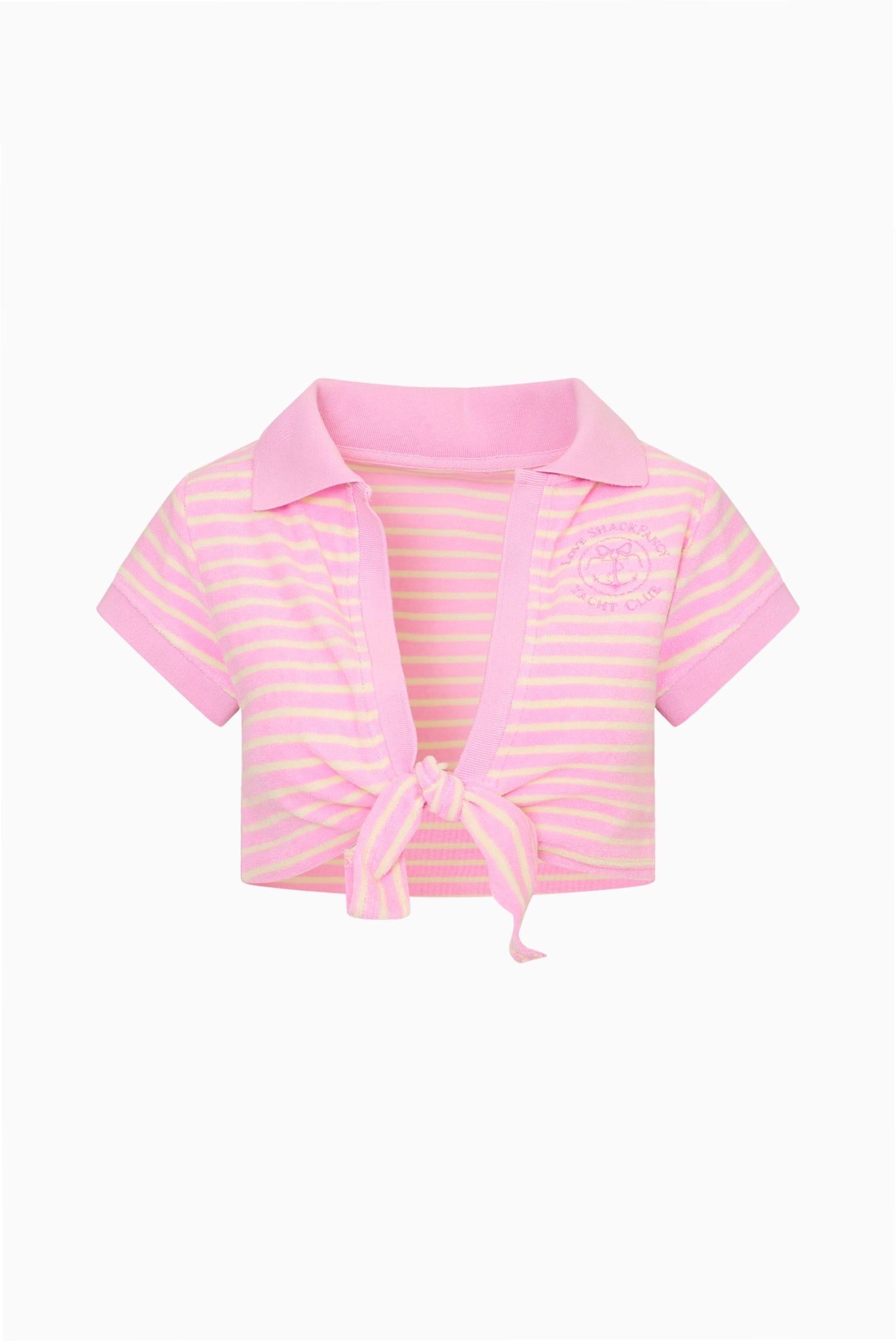 Waverlynn Cropped Terry Stripe Polo