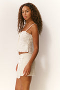 Niraya Woven Cotton Sleeveless Top - OFF WHITE