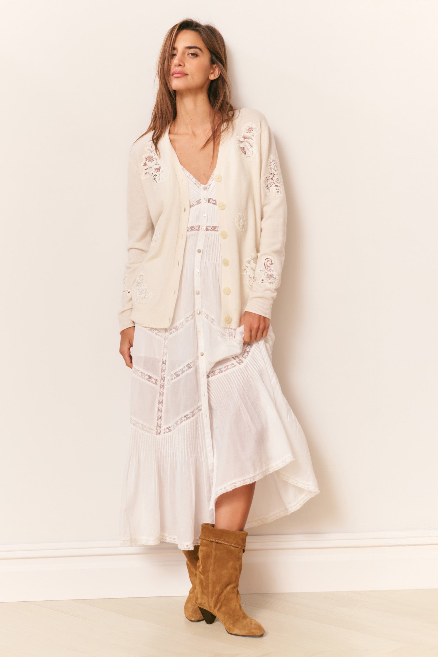 Esilda Heritage Cotton Midi Dress - TRUE WHITE