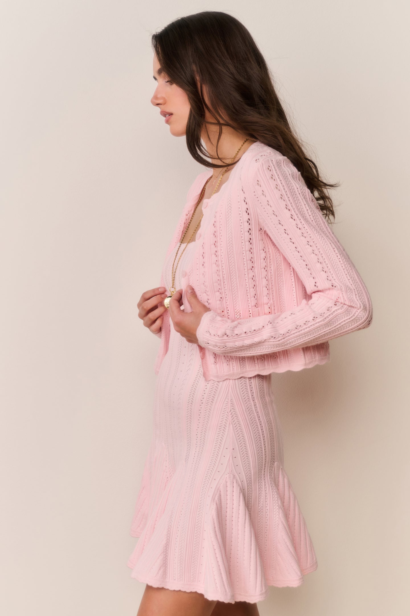 Peridot Stretch Pointelle Cardigan