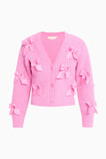Ashtan Alpaca Bow-Embellished Cardigan - ROSE POMPADOUR