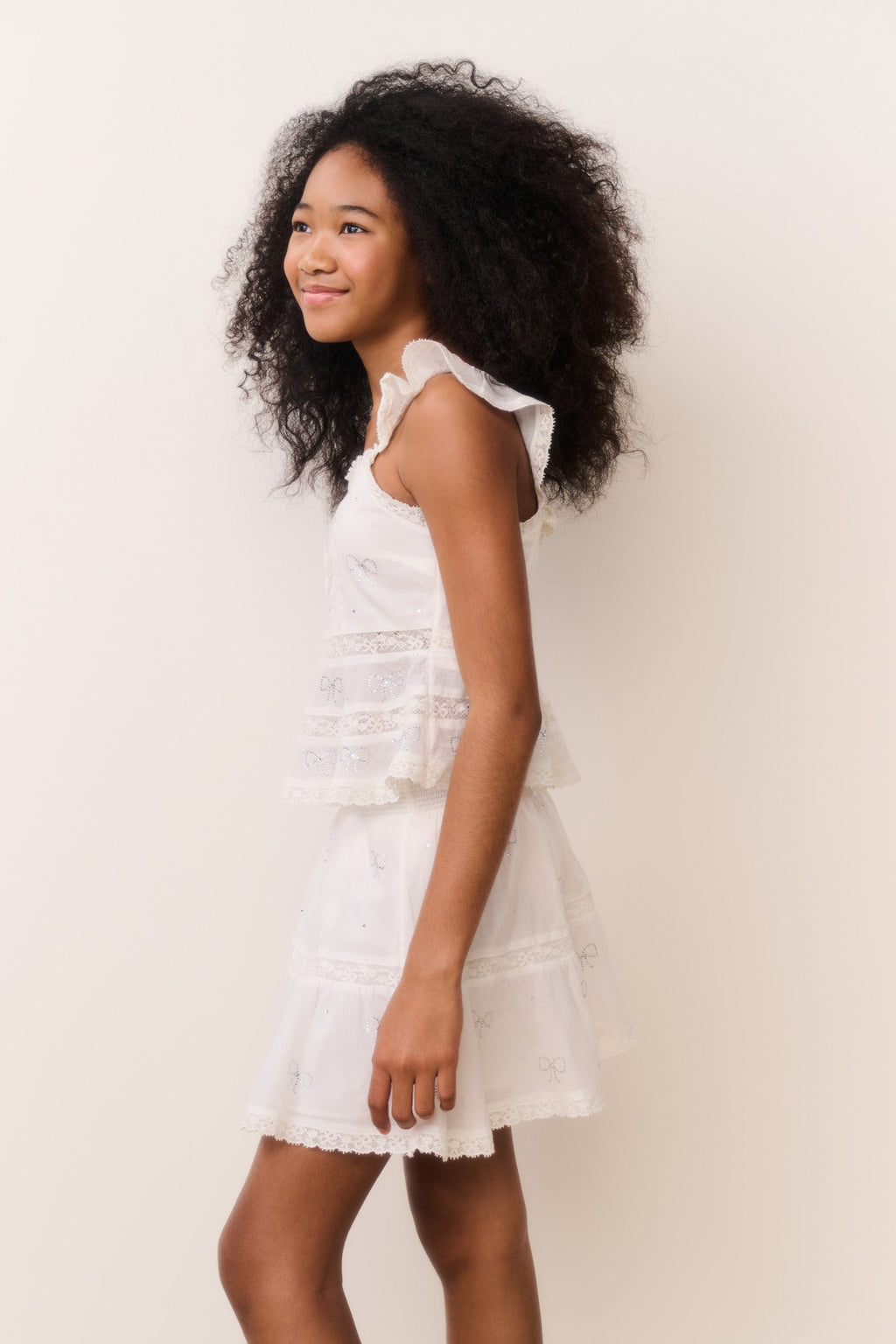 Tween Silano Crystal Bow Cotton Skirt